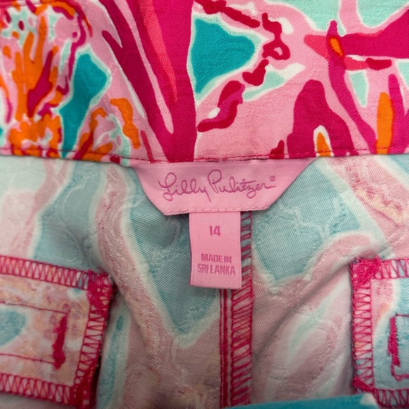 Lilly Pulitzer Blue Pink Orange Shorts Vibrant Size 14 - Picture 3 of 3